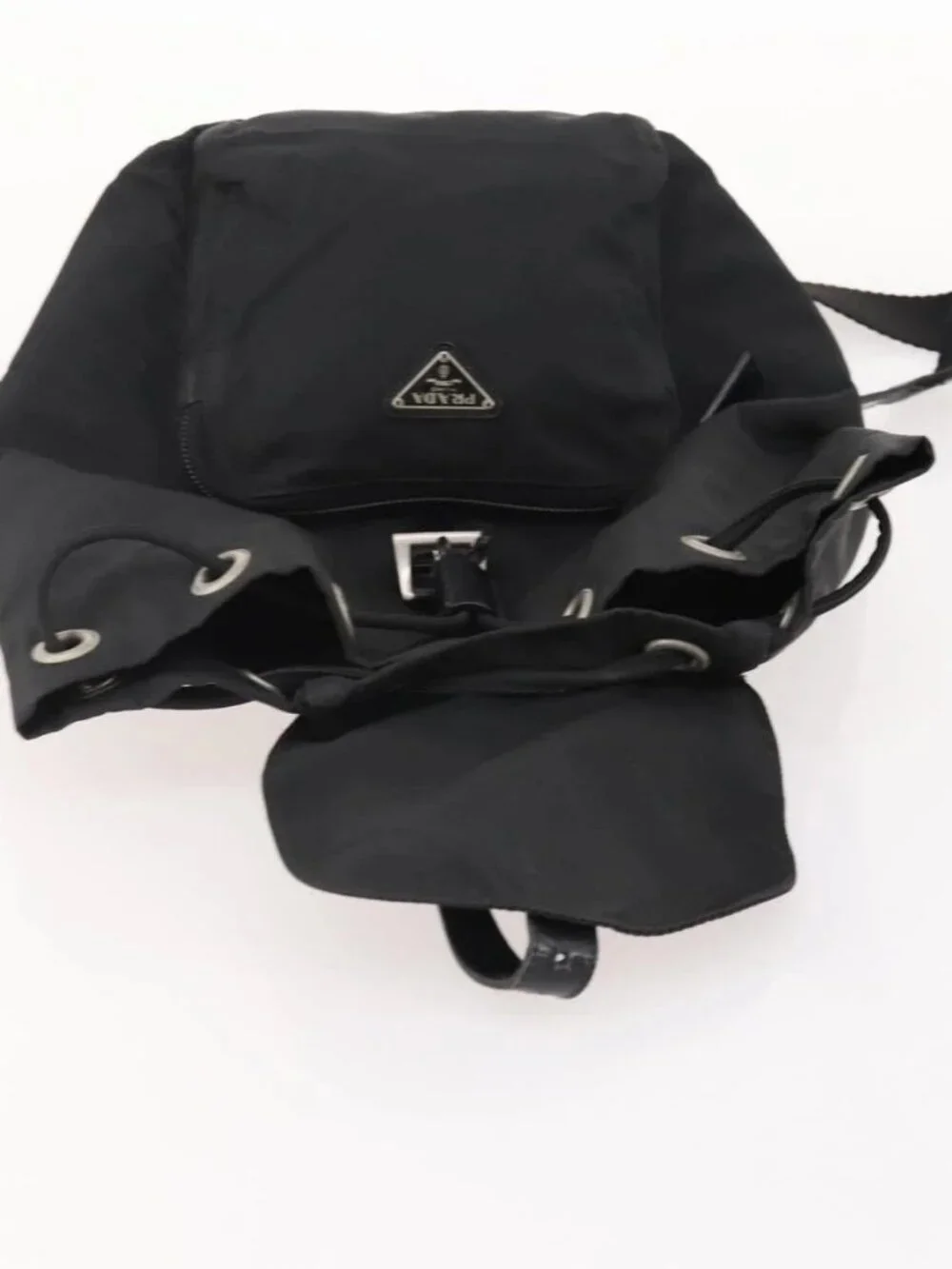 PRADA Backpack Nylon Black Silver Auth 183221